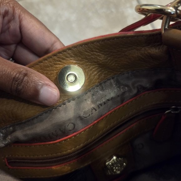 Vince Camuto Womens Brown 100% Genuine Leather Tote Handbag Purse With Strap - Picture 6 of 8